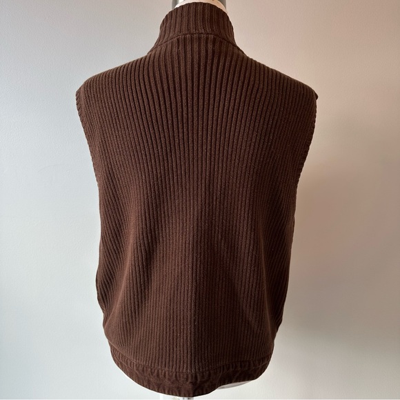 Lauren Ralph Lauren Brown Corduroy Knit Vest Size XL Equestrian Full Zip Luxury - Picture 6 of 16